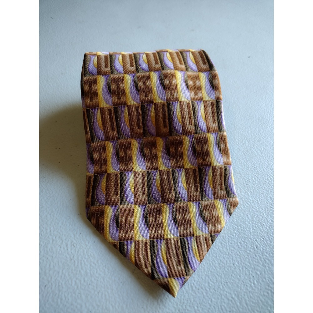 Firenze Silk Necktie Geometric Pattern‎ Luxury Designer Made in Italy